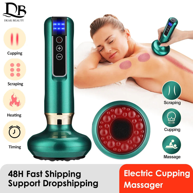 Elétrica cupping massageador vácuo ventosa guasha anti celulite beleza raspagem saúde infravermelho emagrecimento de calor gua sha massagem