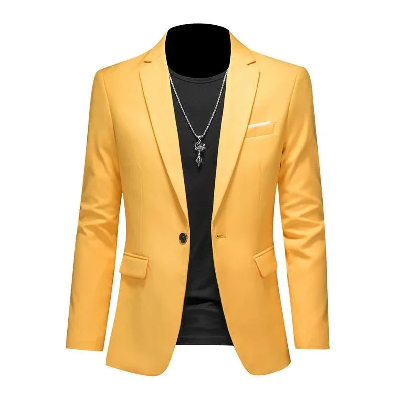 Blazer casual de negócios masculino, vestido de casamento noivo, tops de terno boutique, casaco monocromático, marca de alta qualidade, moda