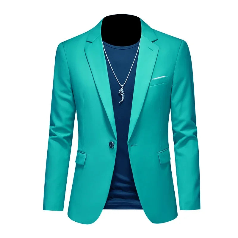 Blazer casual de negócios masculino, vestido de casamento noivo, tops de terno boutique, casaco monocromático, marca de alta qualidade, moda