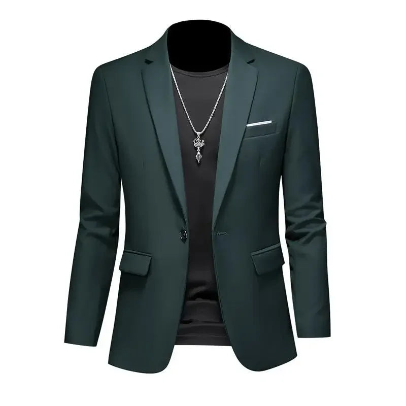 Blazer casual de negócios masculino, vestido de casamento noivo, tops de terno boutique, casaco monocromático, marca de alta qualidade, moda