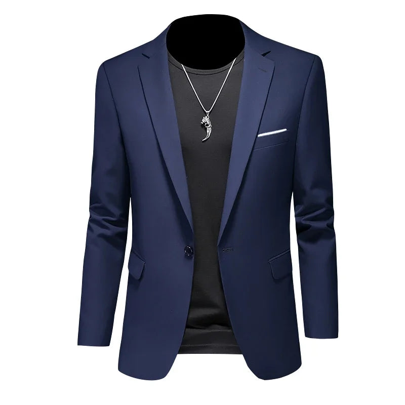 Blazer casual de negócios masculino, vestido de casamento noivo, tops de terno boutique, casaco monocromático, marca de alta qualidade, moda