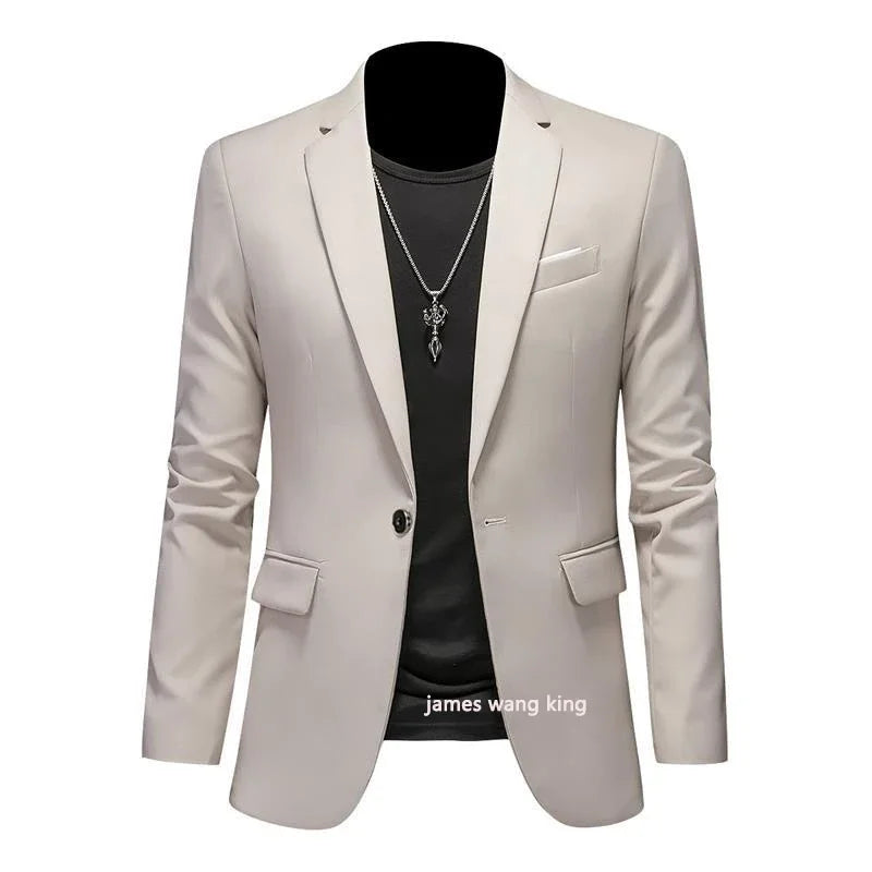 Blazer casual de negócios masculino, vestido de casamento noivo, tops de terno boutique, casaco monocromático, marca de alta qualidade, moda