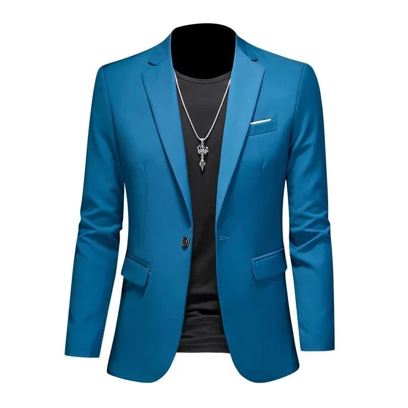 Blazer casual de negócios masculino, vestido de casamento noivo, tops de terno boutique, casaco monocromático, marca de alta qualidade, moda