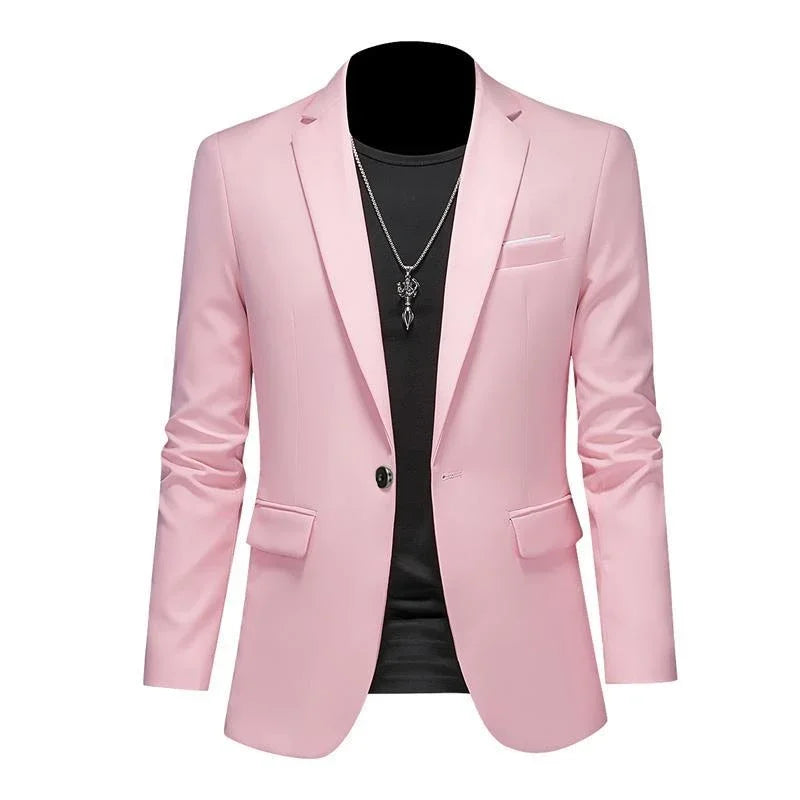 Blazer casual de negócios masculino, vestido de casamento noivo, tops de terno boutique, casaco monocromático, marca de alta qualidade, moda