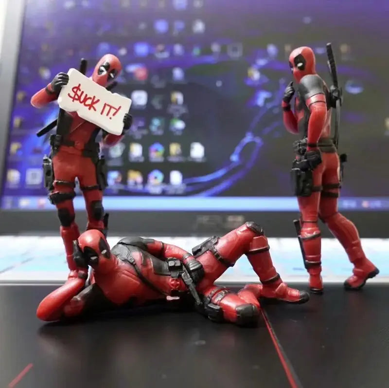 Deadpool Marvel Figure Model Toys, Carro, Casa, Escritório, X-Man, Engraçado, Engraçado, Decoração de Mesa, 8cm, 6