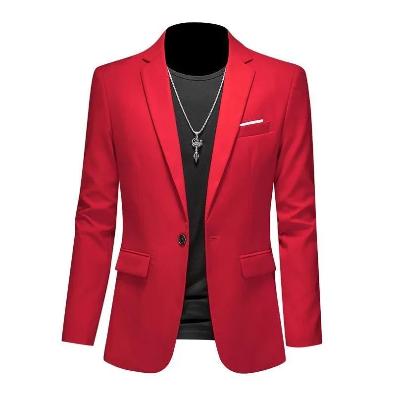 Blazer casual de negócios masculino, vestido de casamento noivo, tops de terno boutique, casaco monocromático, marca de alta qualidade, moda